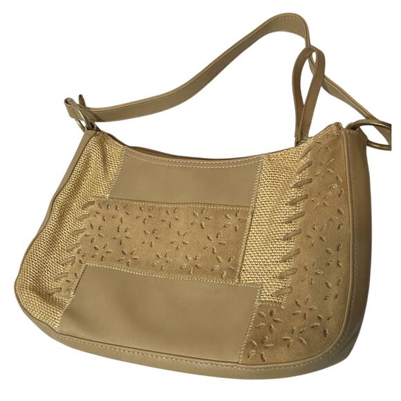 Nine West Shoulder Bag Beige/Brown Patchwork Bag Y2K - Picture 1 of 10